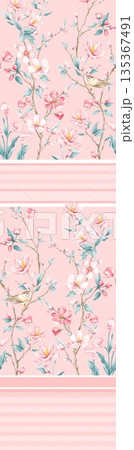 Soft Pastel Floral And Abstract Decorative Pattern Design Collection 135367491
