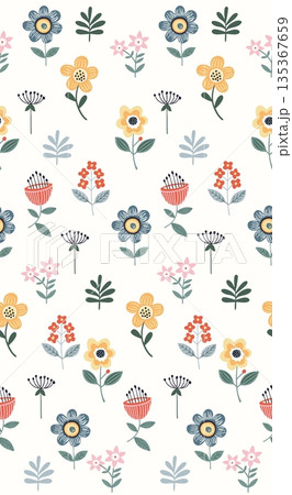 Soft Pastel Floral And Abstract Decorative Pattern Design Collection 135367659