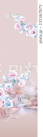 Soft Pastel Floral And Abstract Decorative Pattern Design Collection 135367673