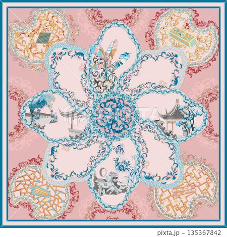 Soft Pastel Floral And Abstract Decorative Pattern Design Collection 135367842