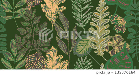 seamless pattern with tropical plants 135370164