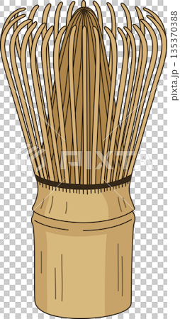 Minimalist Illustration of a Traditional Japanese Bamboo Matcha Whisk for Tea Ceremony and Healthy Lifestyle Design 135370388