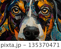 Colorful and detailed portrait of a dog, created with expressive brushstrokes and vibrant colors 135370471