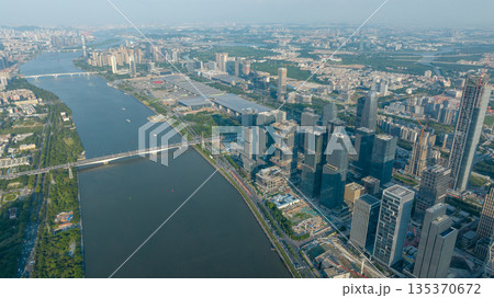 Aerial view of landscape in Guangzhou city, China 135370672