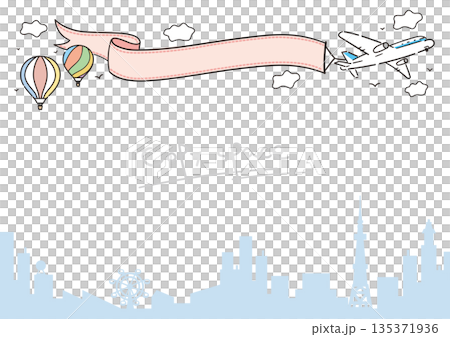 飛機旅行背景插圖，留白空間，風景，尺寸比例 135371936