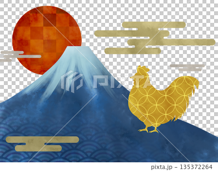 吉祥的日式新年雞插圖 135372264