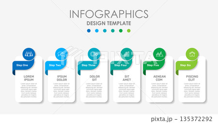 Infographic with icons, headings, and text blocks, design for business, presentation, or data visualization. Vector illustration. 135372292