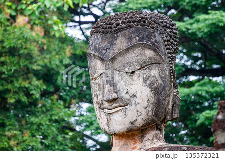 Ancient stone Buddha images in Kamphaeng Phet Historical Park, Kamphaeng Phet Province Thailand 135372321