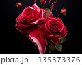 赤い薔薇の花 ミステリアスな溶けるバラ 赤い薔薇の花 ミステリアスな溶けるバラ 135373376
