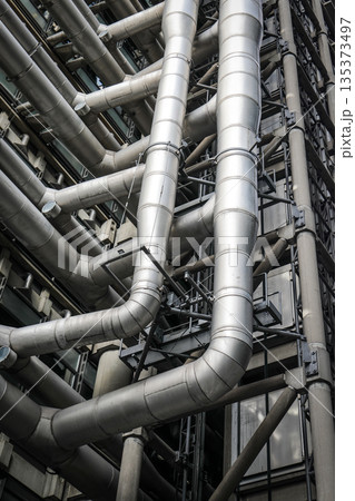 Industrial Metal Pipeline Structure With Complex Ventilation Engineering System Industrial Metal Pipeline Structure With Complex Ventilation Engineering System 135373497