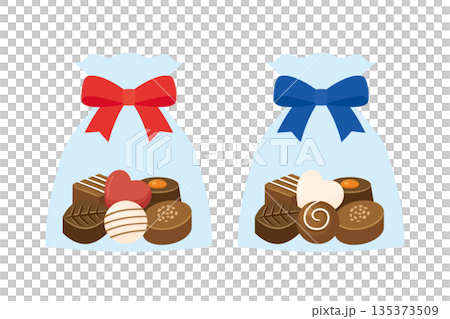 Illustration material of Valentine's Day chocolates in a bag 135373509