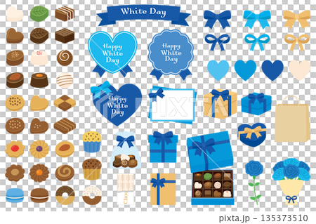 Cute White Day illustration material set 135373510