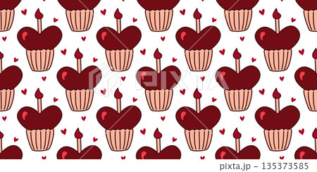 Heart shaped cakes seamless pattern 135373585