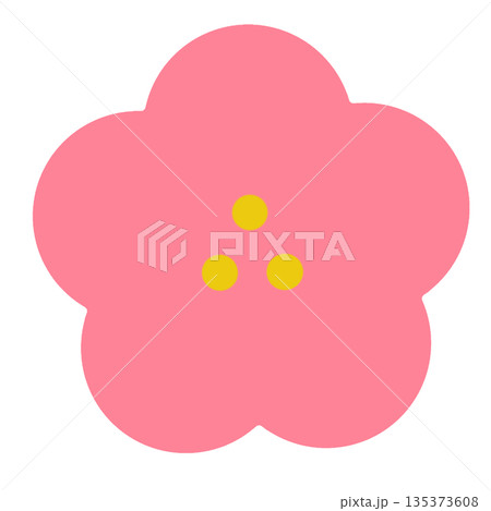 梅の花のシンプルアイコン素材(桃) 135373608