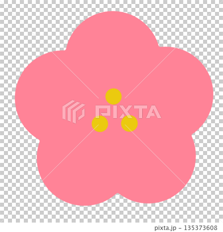 梅の花のシンプルアイコン素材(桃) 135373608