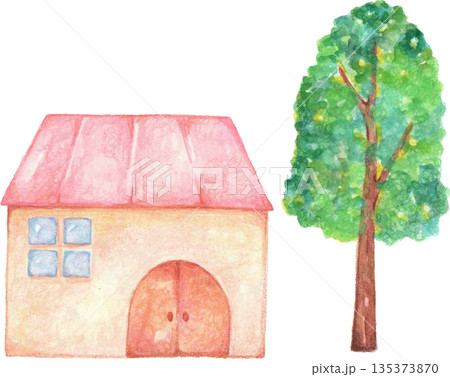 水彩で描いた家 135373870