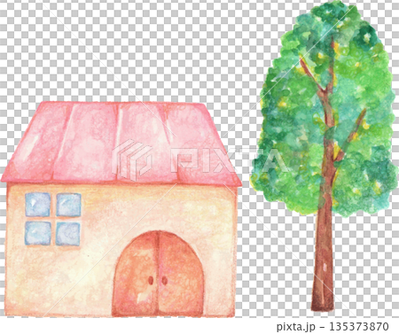 水彩で描いた家 135373870
