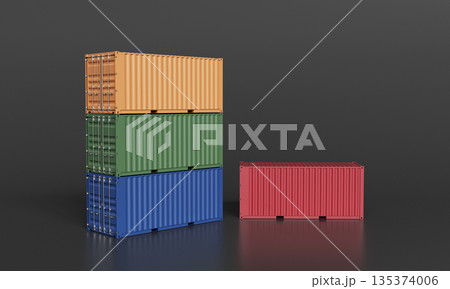 Colorful Shipping Container Mock up. 3D Rendering. Colorful Shipping Container Mock up. 3D Rendering. 135374006