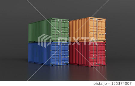Colorful Shipping Container Mock up. 3D Rendering. 135374007