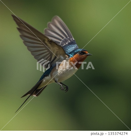 飛翔するツバメのイラスト デザイン素材 飛翔するツバメのイラスト デザイン素材 135374274