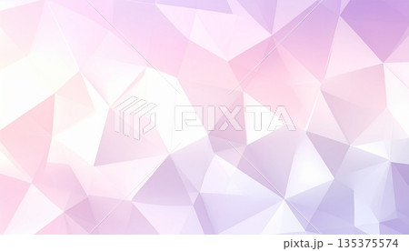 パステルカラーの低ポリ幾何学模様 背景素材 ラベンダーピンクグラデーション 135375574