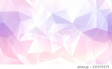 パステルカラーの低ポリ幾何学模様 背景素材 ラベンダーピンクグラデーション 135375575