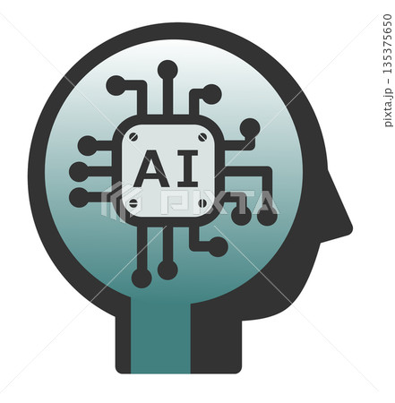 高性能で高速処理する未来技術のAI頭脳のイラスト 135375650