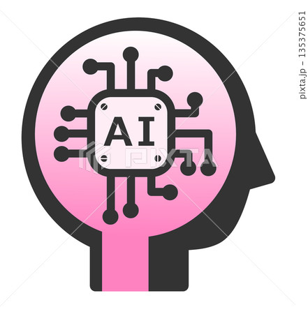 高性能で高速処理する未来技術のAI頭脳のイラスト 135375651
