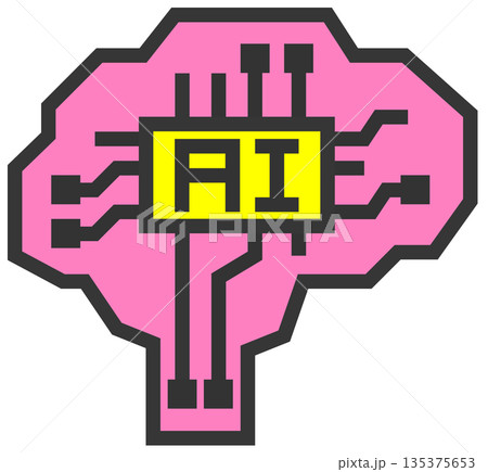 高性能で高速処理する未来技術のAI頭脳のイラスト 135375653