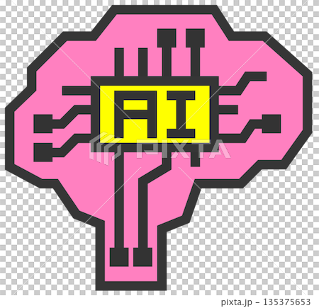 高性能で高速処理する未来技術のAI頭脳のイラスト 135375653