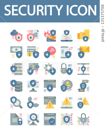 set of 30 security icon, flat icon style set of 30 security icon, flat icon style 135375708