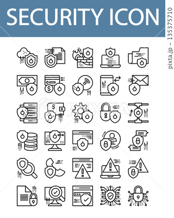 set of 30 security icon, line icon style 135375710