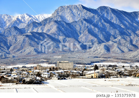 有明山方面/池田町役場、あずみ病院周辺を望む(長野県池田町)【2026.1】 有明山方面/池田町役場、あずみ病院周辺を望む(長野県池田町)【2026.1】 135375978