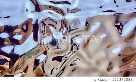 shimmering liquid metal waves rippling in ethereal blue gold tones abstract fluid surface reflecting light for futuristic wallpaper background shimmering liquid metal waves rippling in ethereal blue gold tones abstract fluid surface reflecting light for futuristic wallpaper background 135376058