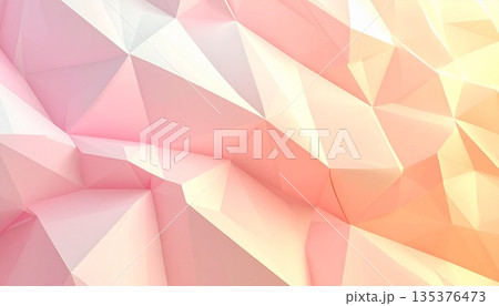 ソフトピーチパステルの低ポリ幾何学模様 背景素材 温かみグラデーション ソフトピーチパステルの低ポリ幾何学模様 背景素材 温かみグラデーション 135376473