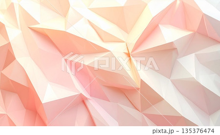 ソフトピーチパステルの低ポリ幾何学模様 背景素材 温かみグラデーション ソフトピーチパステルの低ポリ幾何学模様 背景素材 温かみグラデーション 135376474