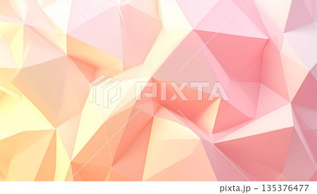 ソフトピーチパステルの低ポリ幾何学模様 背景素材 温かみグラデーション ソフトピーチパステルの低ポリ幾何学模様 背景素材 温かみグラデーション 135376477