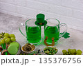 St. Patricks Day party food, green beer and shamrock 135376756