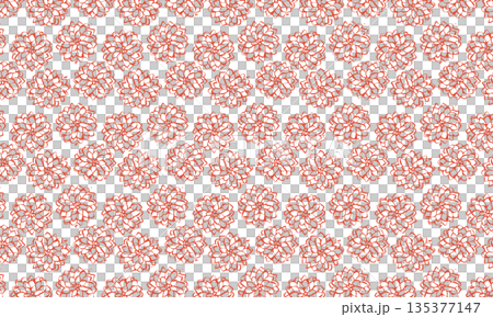 A floral pattern of hand-drawn dahlia flowers in red lines 135377147
