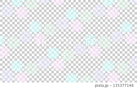 ラフな線のダリアの花柄が斜めに並ぶパステルカラーの模様 135377148