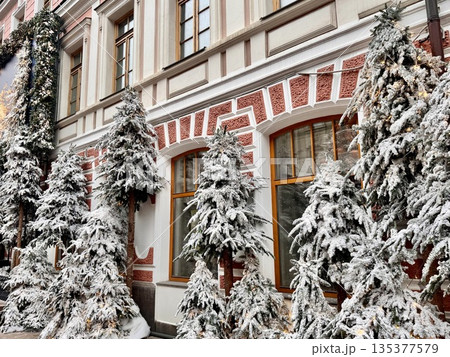 Russia, Moscow, Old Arbat December 6, 2025 New Year's decoration of Winter Street in Moscow 135377579
