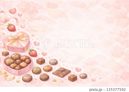 バレンタインシリーズ：片側配置の非対称バレンタイン背景 135377592