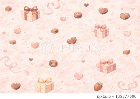バレンタインシリーズ：ブラウン×ピンクの落ち着いたバレンタイン背景 135377600