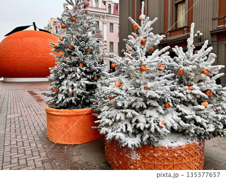Russia, Moscow, Old Arbat December 6, 2025 New Year's decoration of Winter Street in Moscow. High quality photo Russia, Moscow, Old Arbat December 6, 2025 New Year's decoration of Winter Street in Moscow. High quality photo 135377657