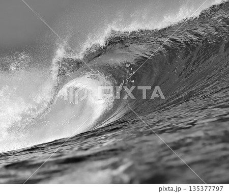 Dynamic Monochrome Depiction, Vivid Black And White Waterscape 135377797