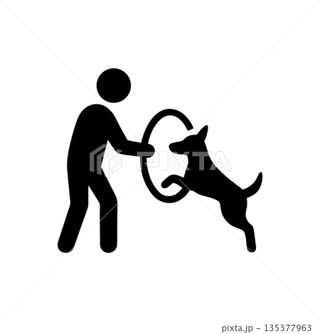 Dog Jumping Through Hoop Icon 135377963