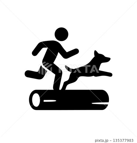 Jogging Over Obstacles With Dog Icon Jogging Over Obstacles With Dog Icon 135377983
