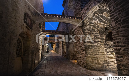 St. Catherine's passage in tallinn old town at night St. Catherine's passage in tallinn old town at night 135378067
