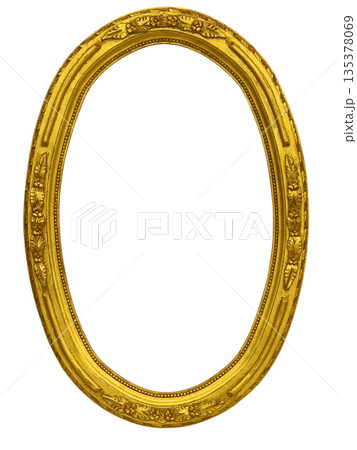 Ornate gold oval picture frame with transparent background Ornate gold oval picture frame with transparent background 135378069