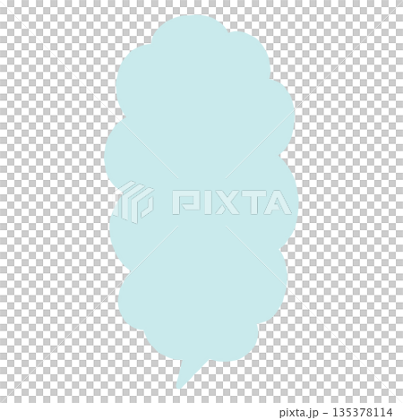 A simple, hand-drawn, vertical, downward-facing speech bubble (light blue, no border) 135378114